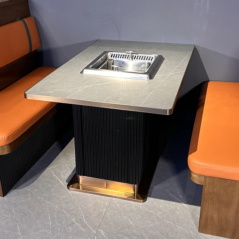 Modern Square Table for Dining Kitchen Living Room Home Bar-Hotel Restaurant's Smokeless Electric Hot Pot Built-In Hot Pot Table