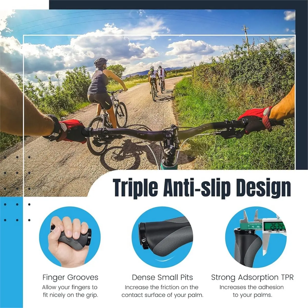 【COUNTDOWN DEAL】 Bike Grips Ergonomic Antislip Handlebar Grips for MTB Bicycle Mountain Ergonomic Bike Handlebar Grips