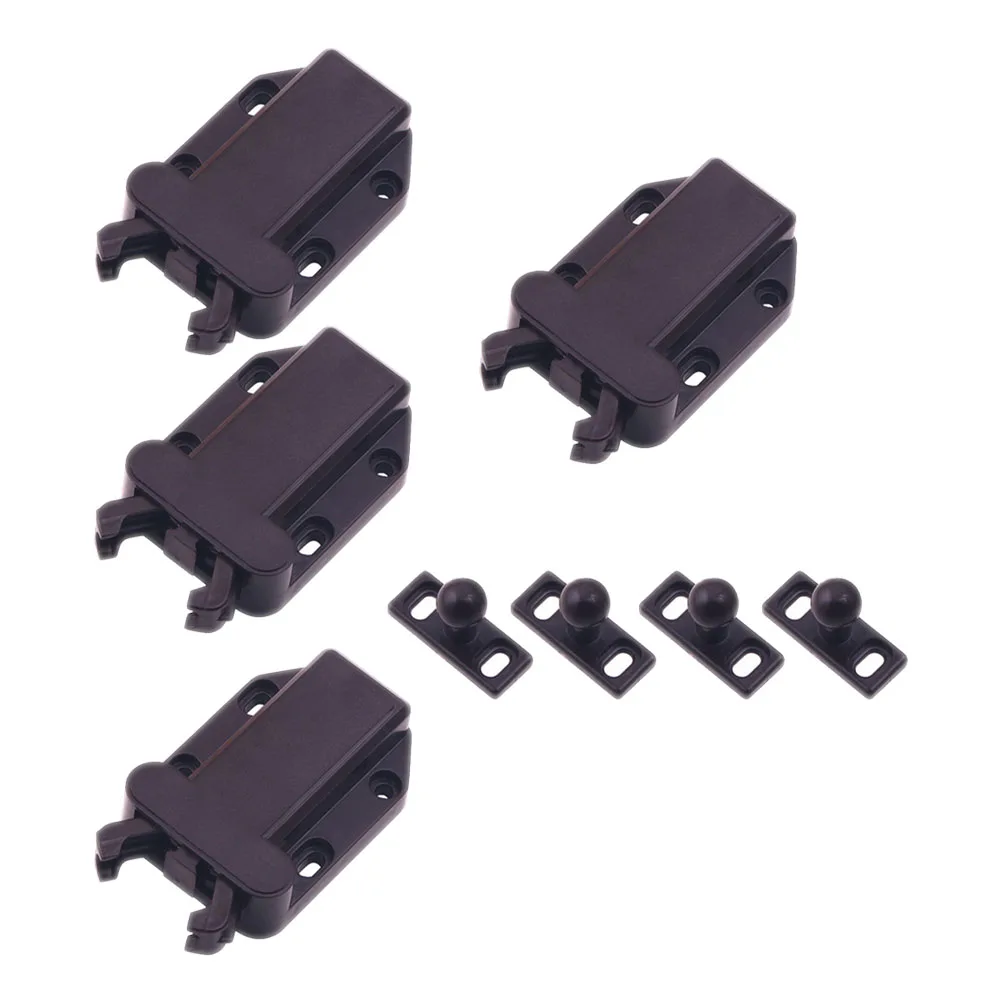 

4 Pcs Self-locking Latch Push Catch Latch Brown Spring Push Press Open Lock Bounce Lock for Drawers Cupboards Hardware