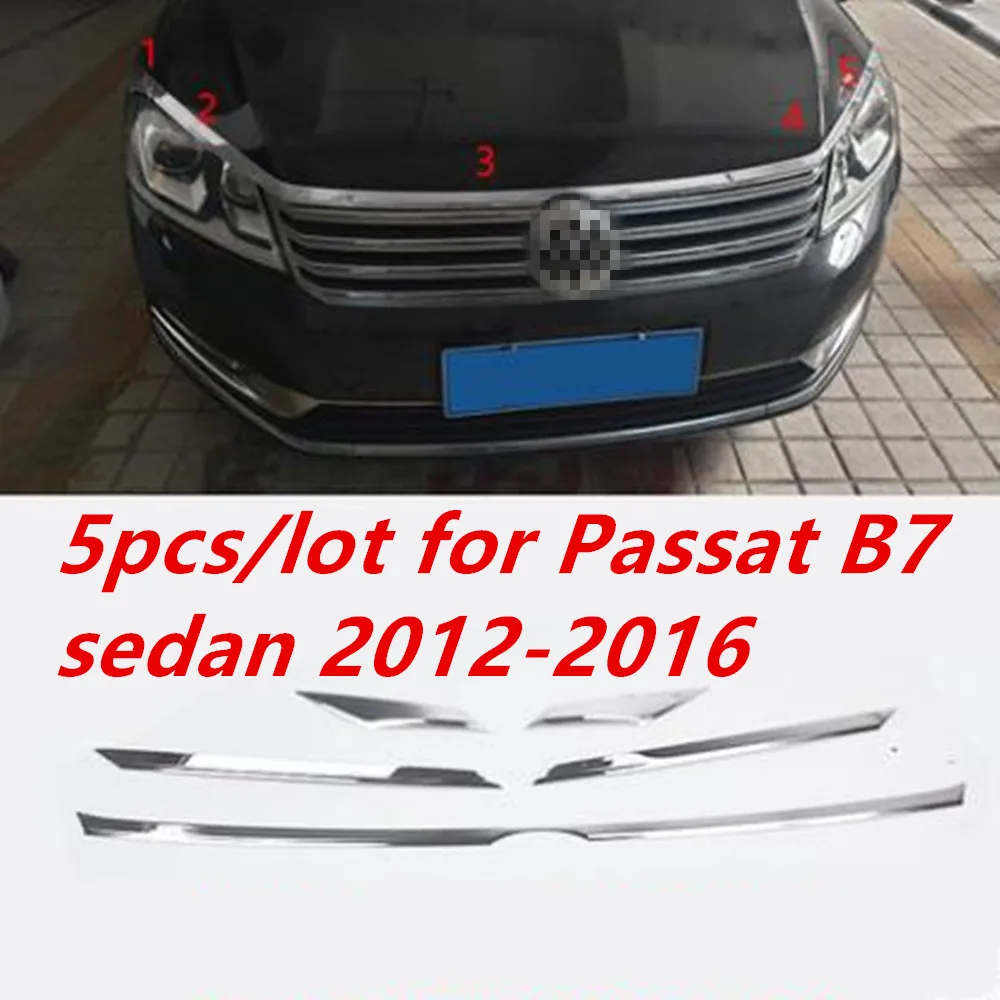 STAINLESS STEELl FRONT HOOD BONNET GRILL LIP MOLDING COVER TRIM BAR GARNISH MESH for 2012-2016 VW Volkswagen Passat B7 Sedan