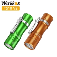 [US Stock] Wurkkos TS10 V2 14500 Powerful Mini EDC Flashlight 90 CRI RGB Aux Anduril 2.0 Max 1400lm IPX8 Torch Hiking Camping