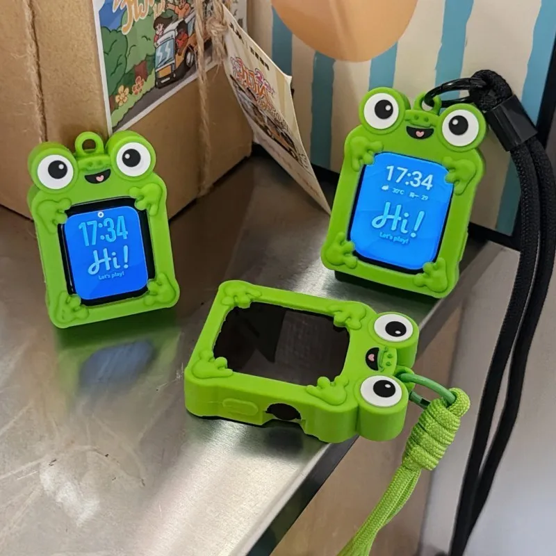 Cute Cartoon Frog Anti-Loss Lanyard Case For Apple Watch Sport 1/2/3/4/5/6/7/8/9st Gen S10 S11 Ultra SE 38/45/41/44/42/46/49mm
