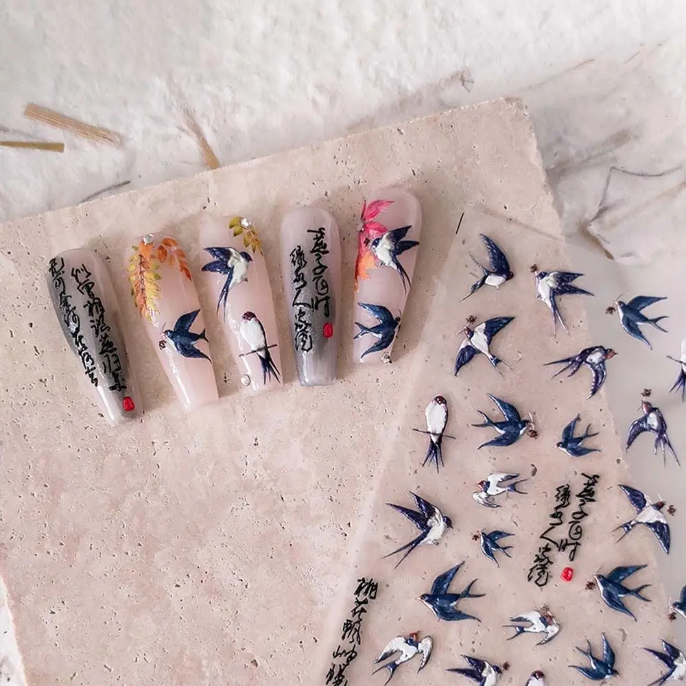 Manicure Accessories Swallow Crane Crane Nail Stickers Chinese Nail Stickers Flowers Nail Decals Nail Art Decorations