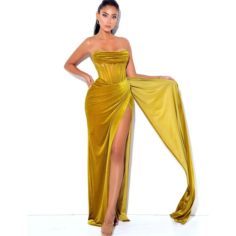 

Весеннее сексуальное бархатное платье-труба макси для женщин, модное, с завышенной талией, из смесового хлопка, без рукавов, для прогулок по городу