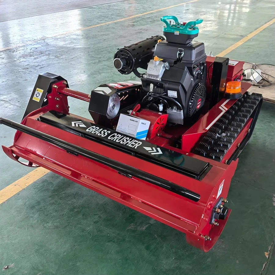 Cordless Remote Control Robot Flail Lawn Mower Robot Automatic Crawler Garden Farm Yard Grass Cutter Machine