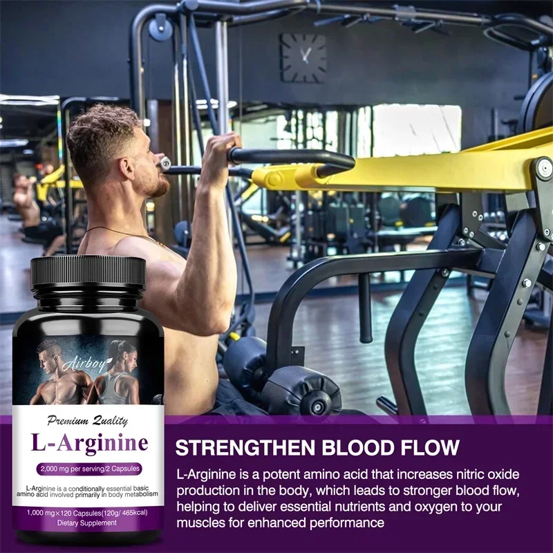 L-Arginine Capsules Supplement - for Energy, Strength and Endurance Support During Exercise | Muscle Mass, Non-Gmo