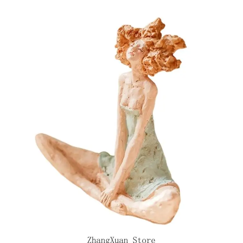 Sitzendes Mädchen aus Kunstharz, Deko-Figur für Schlafzimmer, Eingangsbereich, 3 x – Detail 5