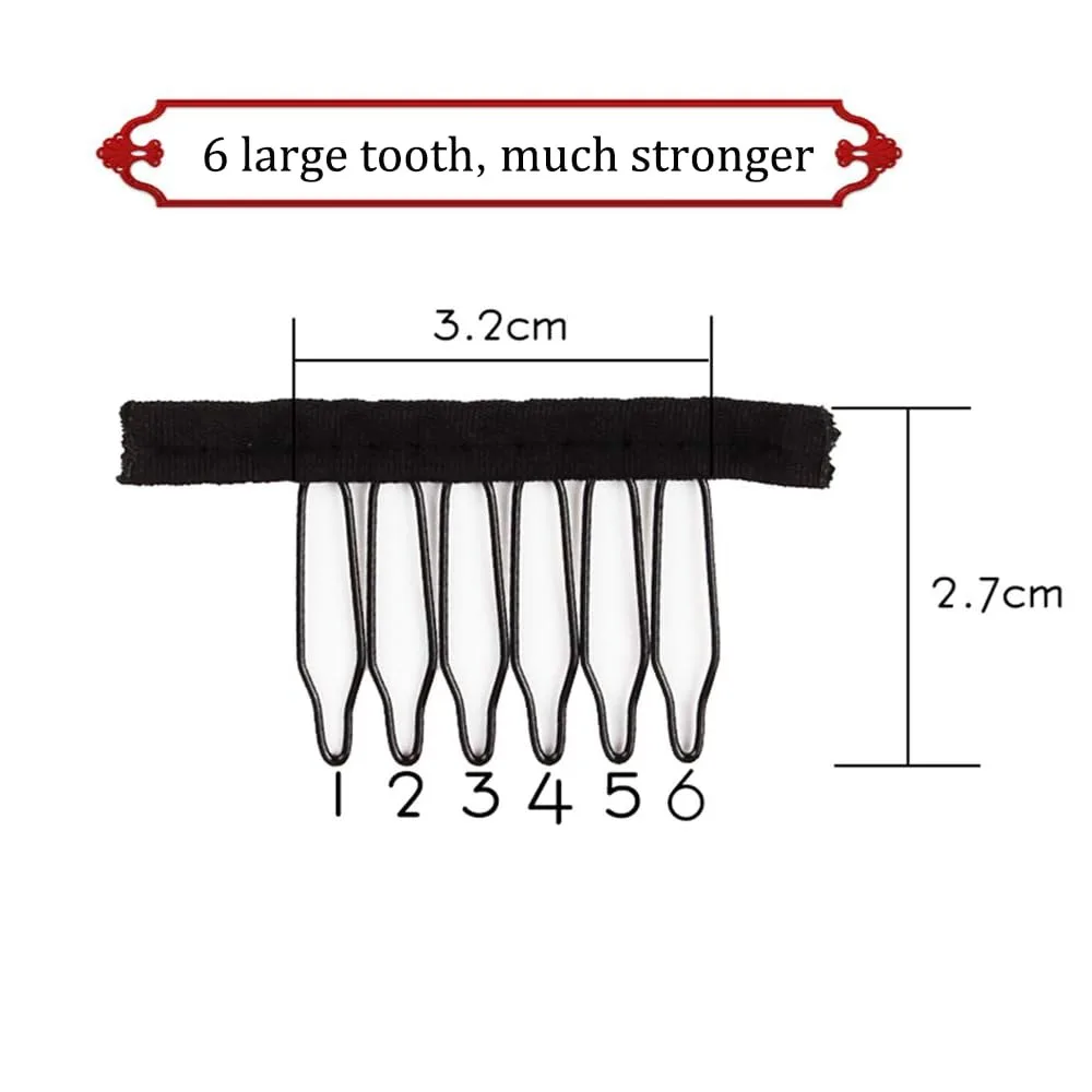 50/20/10 шт. Зажимы для париков и набор расчесок для крепления париков и изготовления шапочек для париков Металлические зубы и ткань Расчески для париков с 6 зубцами для изготовления париков