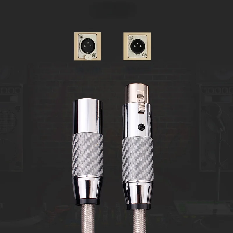 HIFI 4 Cores 6N OFC Silver Plated HIFI Audio Line QED Signature XLR Balanced Interconnection Cable with Carbon Fiber XLR Plug