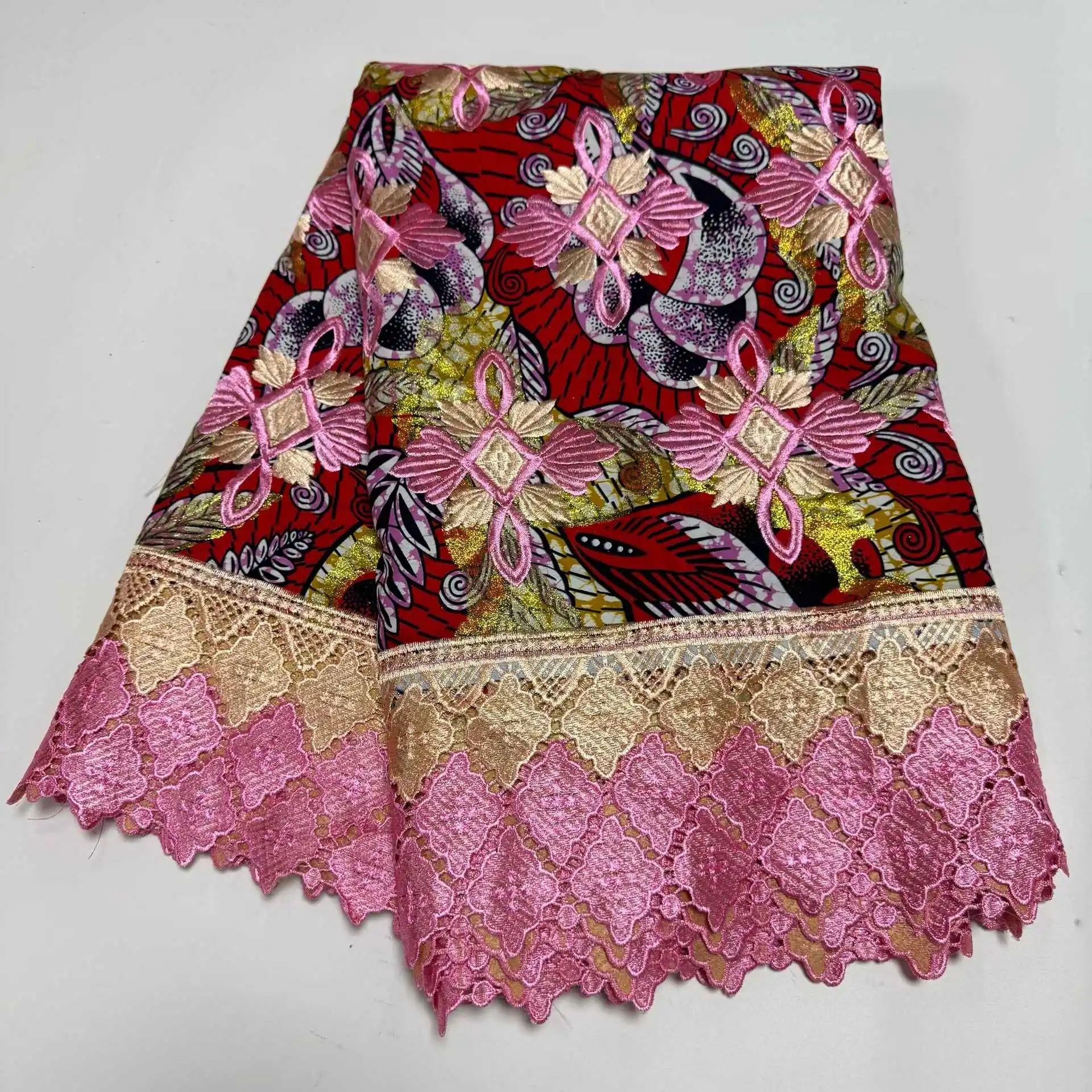 

202 66Yards Latest High Quality Popular Delicate Embroidered Holland Wax lace Fabric For Party Evening Dress NN5918_V