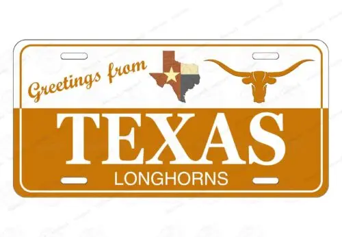 Greetings from Texas Longhorns Souvenir License Plate Auto ATV Motorcycle bike Aluminum