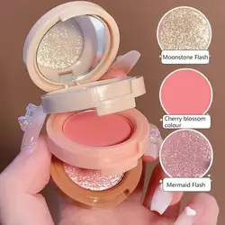 Paleta de polvo resaltador 3 en 1, bronceador de contorno, brillo facial de larga duración, sombra de ojos brillante, cosmética, maquillaje de perlas coreanas D6R8