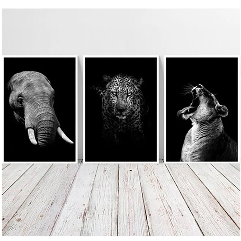 5D Diy Diamond painting Black and White lion tiger Animal diamond embroidery Rhinestone full square round drill 5d mosaicZP-2044