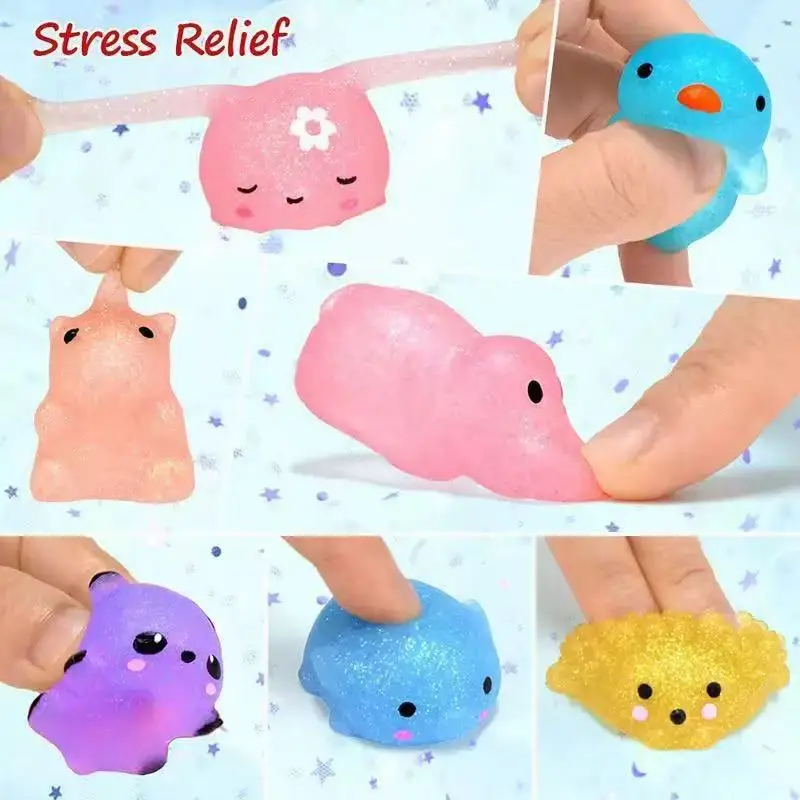 10/20/30 Pcs Hewan Lucu Acak untuk Menghilangkan Stres dan Meringankan Keresahan dengan Mainan dan Hadiah Kecil, Hewan Karet Lembut untuk Digenggam