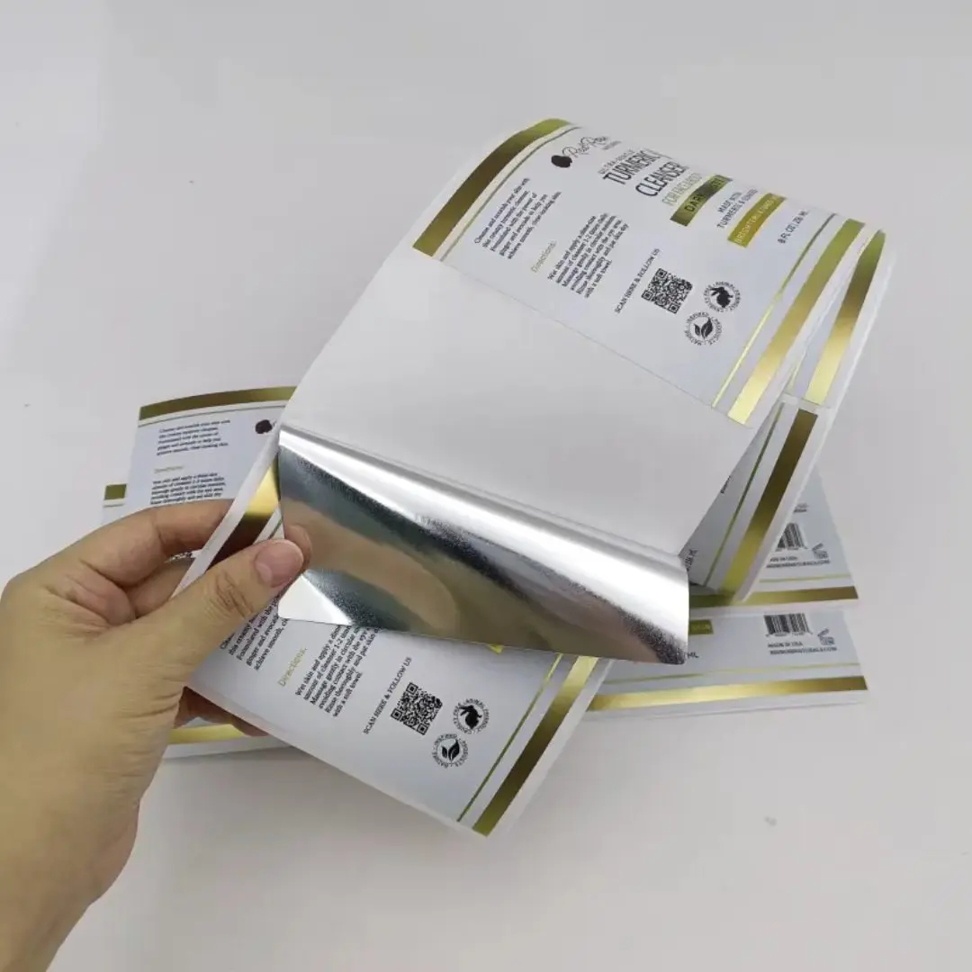 High-quality custom printed gold foil labels, self-adhesive candle jar warning labels
