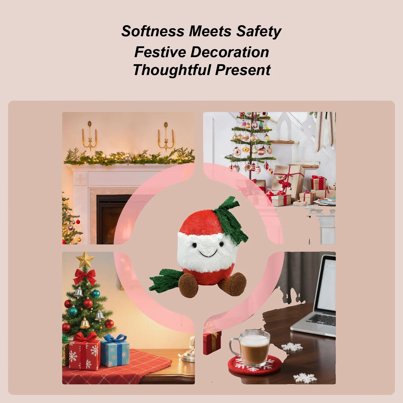 Weihnachtsplüsch, festliches weiches Kissen, umarmbare Glocke, Stofftier für Zuhause, Schreibtisch, Geburtstag, Sofa, Jungen, Kinder, Mädchen, Freunde, Enthusiasten