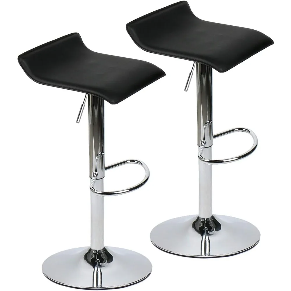 

Set of 2 Barstool, Adjustable Swivel Bar Stools with PU Leather and Base, Gaslift Pub Counter Chairs