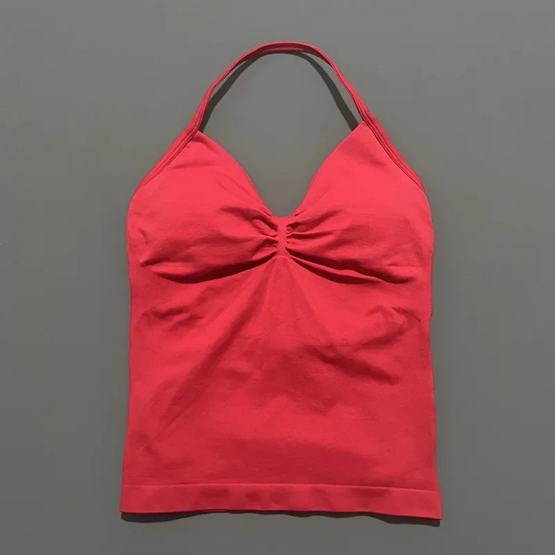 HISTELLO Halter-Yoga-Tanktop für Damen, sexy, mit Trägern, rückenfrei, schmale Passform, gepolstert, atmungsaktiv, für Fitness, Laufen, Workout, Sport-Tops – Detail 18