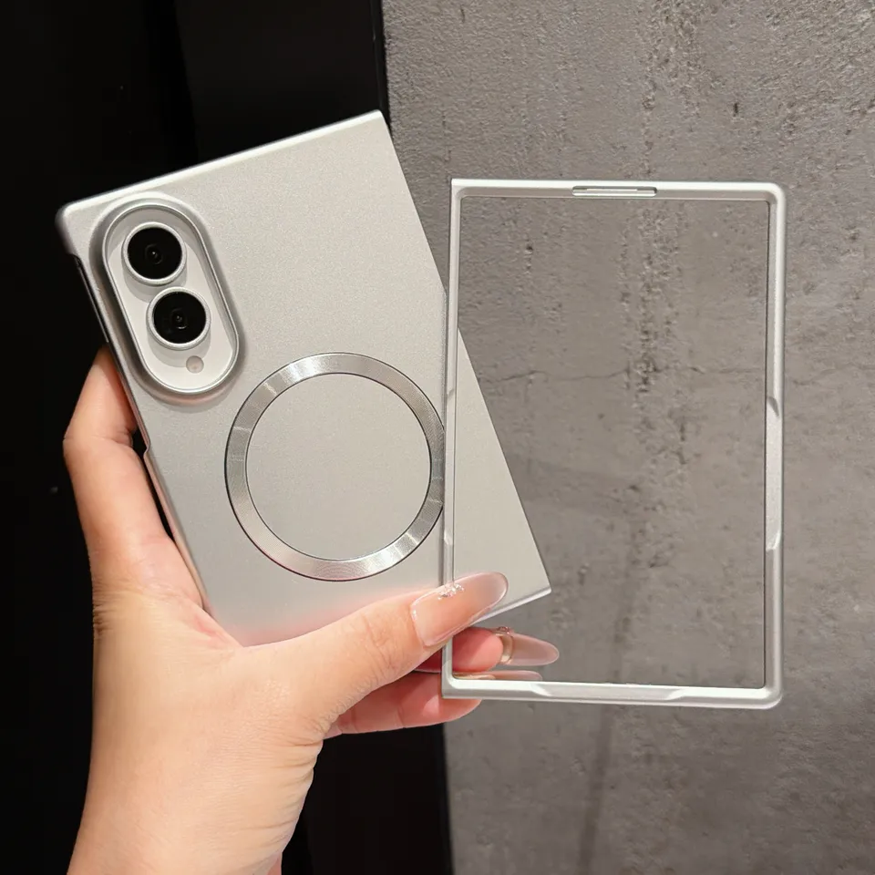 Funda nueva esmerilada mate con sensación de piel para Magsafe para Samsung Galaxy Z Fold 8 Ultra 7 6 5 4 3 Fold8, cubierta con pintura metálica y carga inalámbrica 3