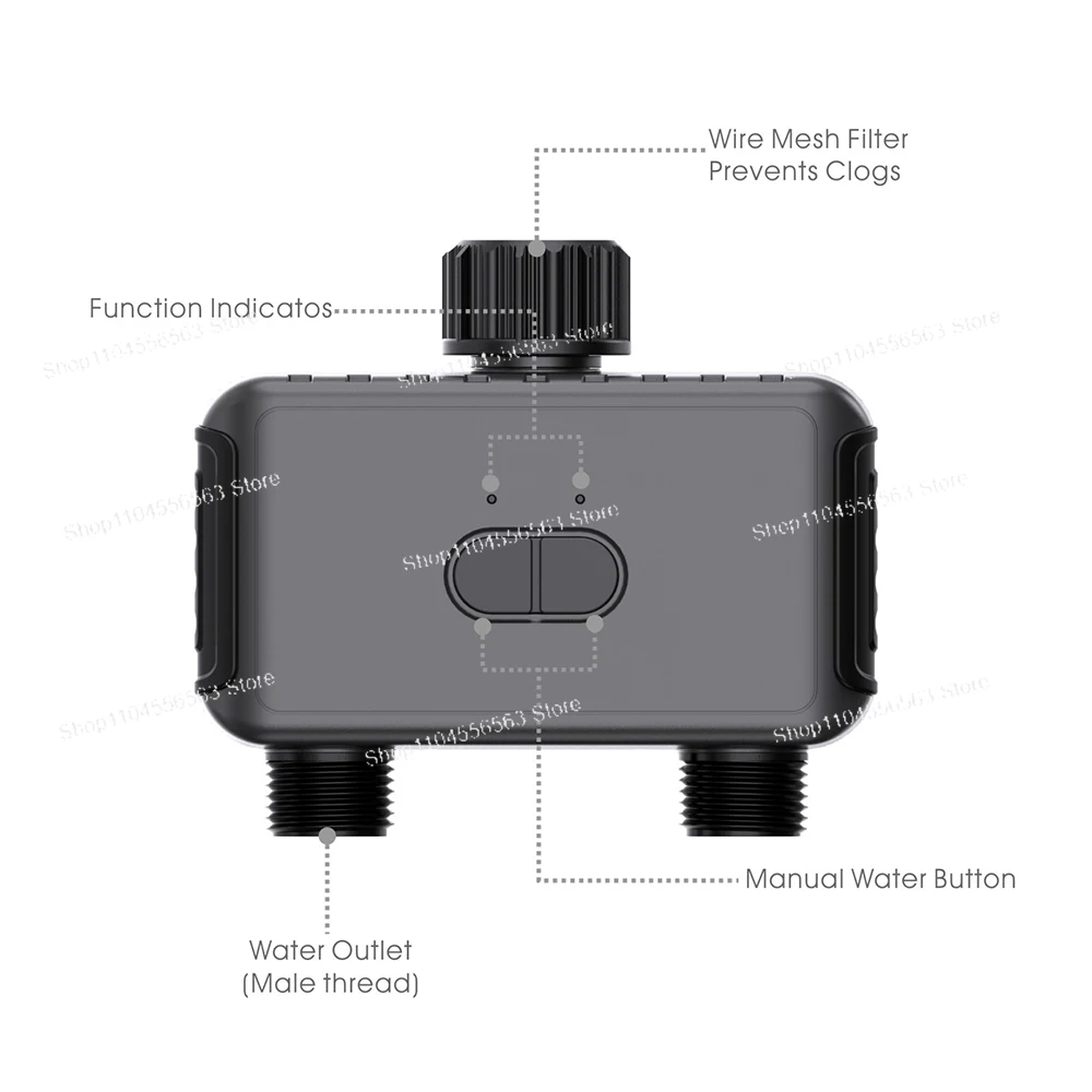 Smart Double-Outlet Garden Watering Timer, WiFi/Bluetooth Drip Irrigation System Automatic Irrigation Controller