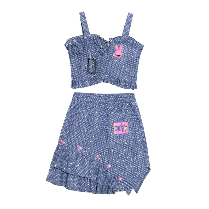 ZZL K-PoP Clothes Y2K Girls Tank Top Skirt Jazz Dance Costume Set