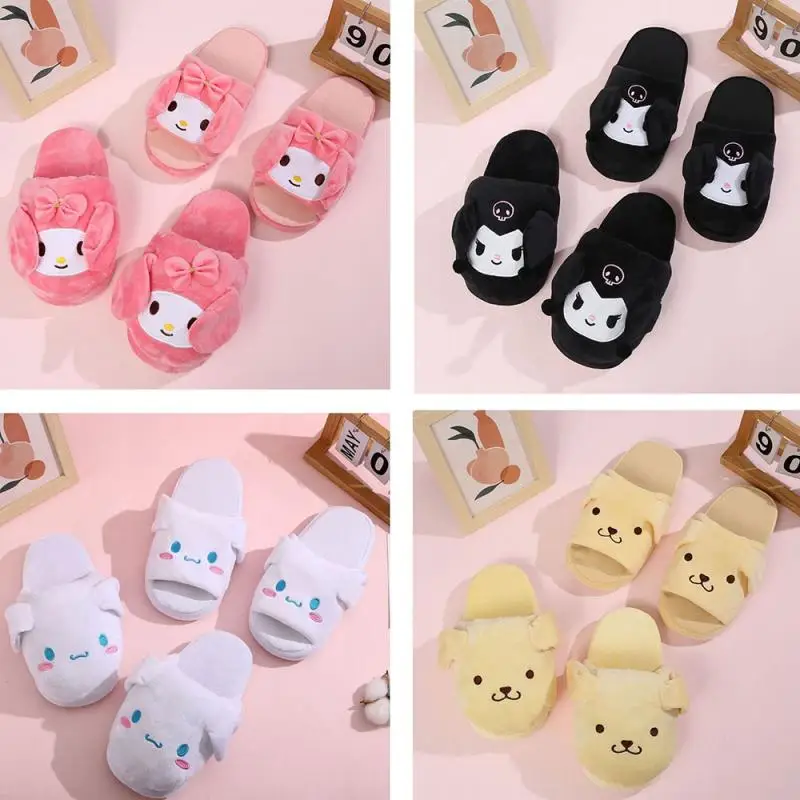 

Cute Cartoon Kawaii Sanrioed Kuromi My Melody Cinnamoroll Ear Moving Slippers Home Slippers Four Season Warm Cotton Slippers