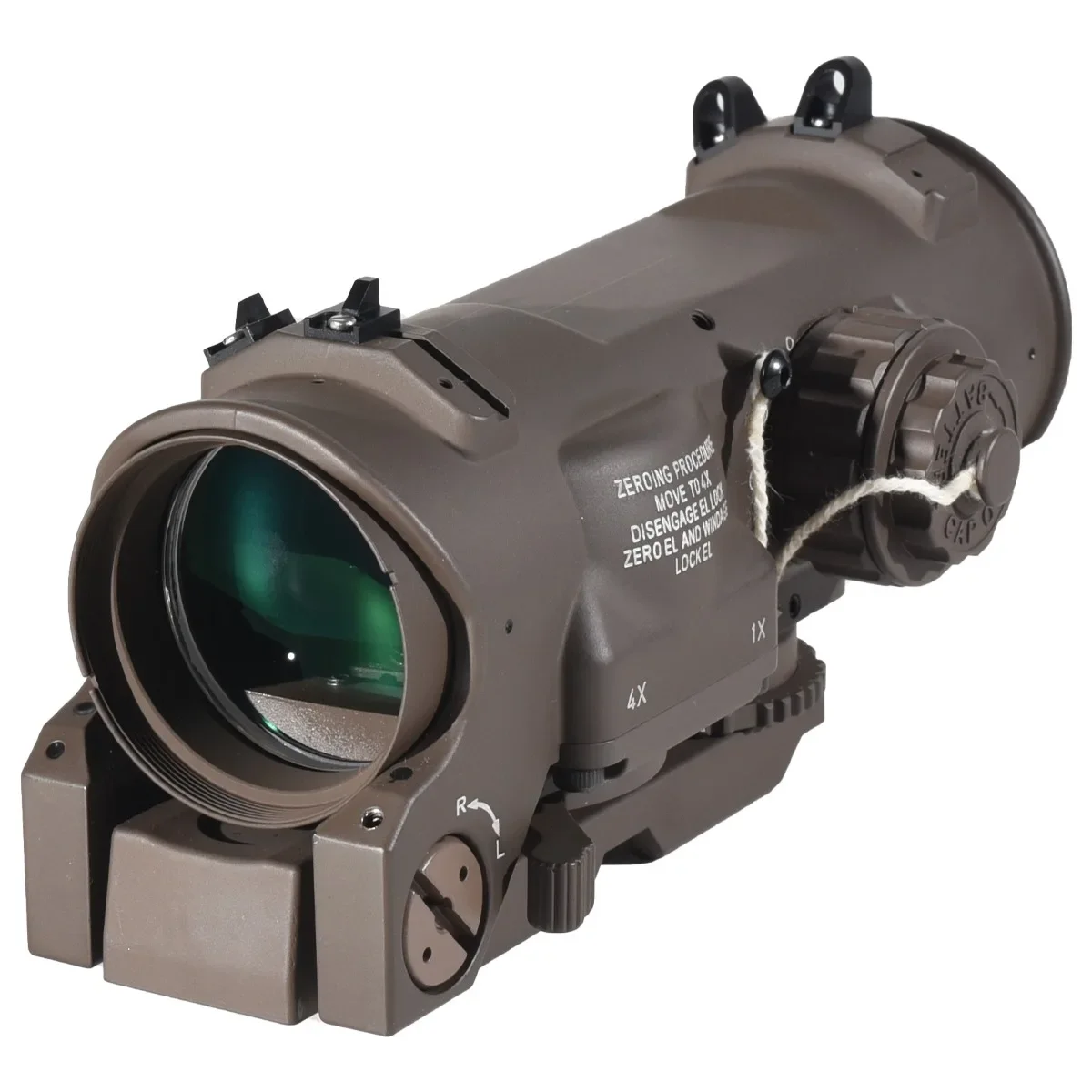 Fixed Dual Purpose 1x-4x Riflescopes Red Illuminated Reticle Tactical Magnifier Quick Detachable Airsoft Scope with Full Marking