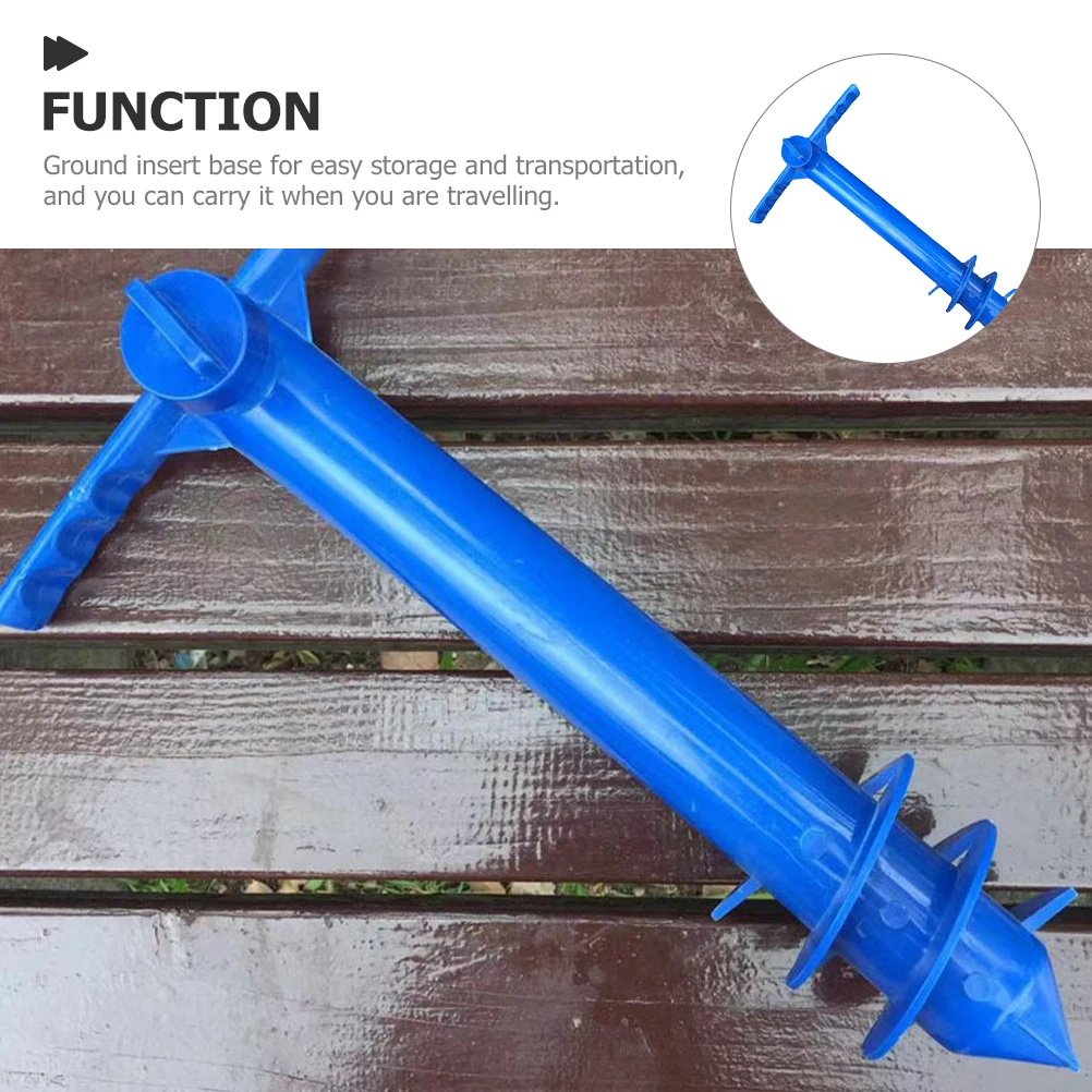 

Beach Umbrella Base Sunshade Rack Holder Garden Stand Ground Insert Blue Plastic Stable Outdoor Fork Spiral Design Suitable Sand