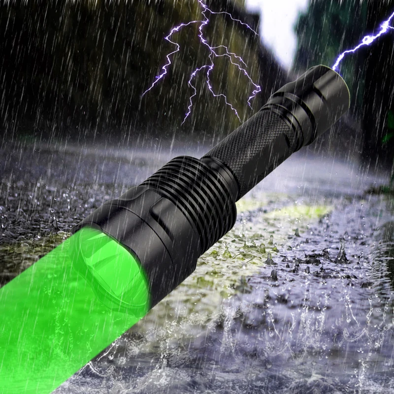 Tactical Hunting Green Flashlight C12 Professional Zoomable LED Flashlight Tactical Torch USB Rechargeable Lantern for Outdoor