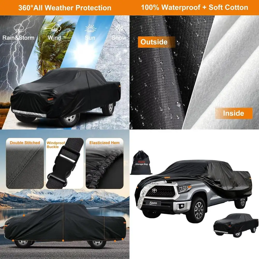 

Custom Fit Heavy-Duty Waterproof Truck Cover for Toyota Tundra Double Cab Short Bed 1999-2021, All-Weather Protection Against Wi