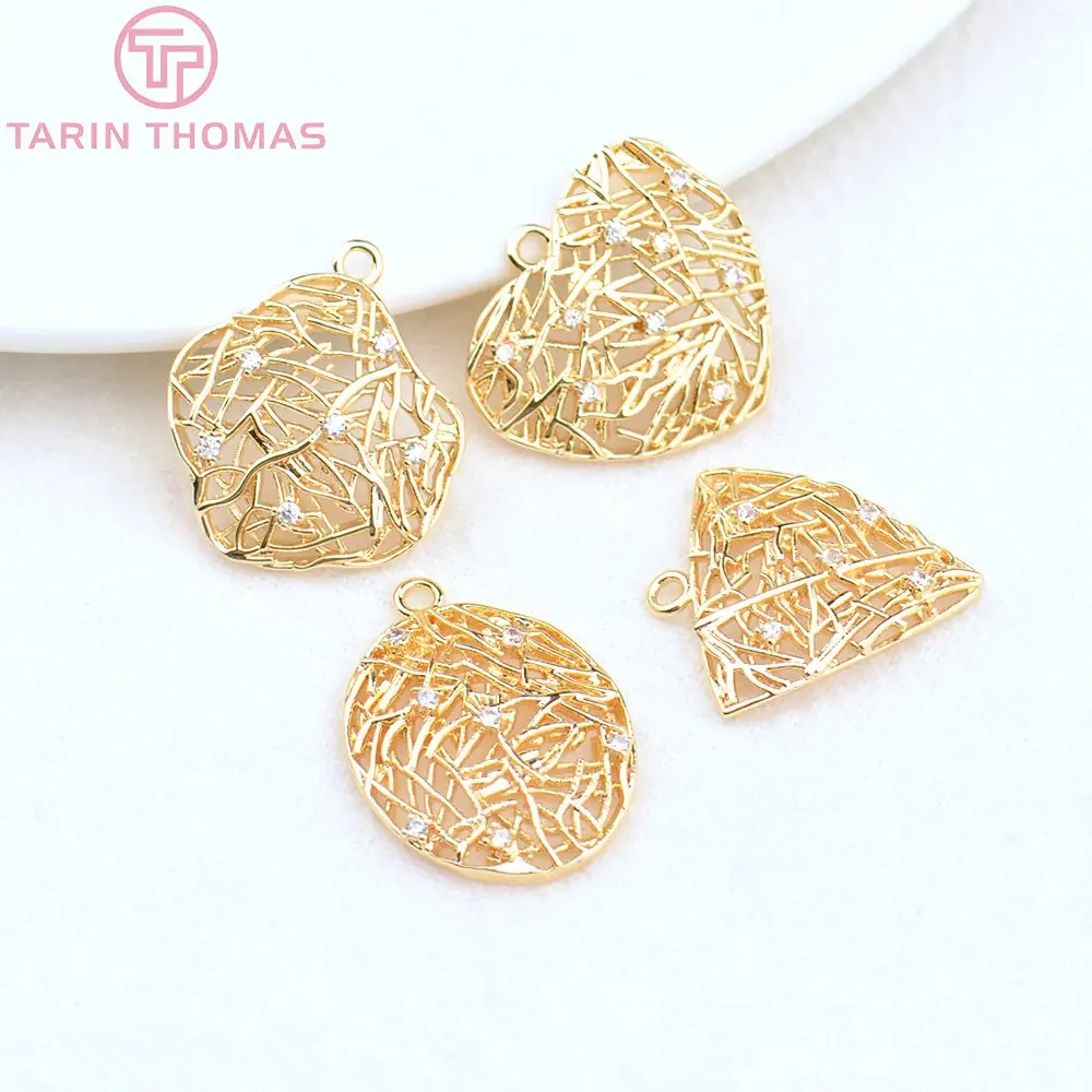 

(4486) 6PCS 17x20MM 24K Gold Color Brass with Zircon Heart TriangleCharms Pendants High Quality DIY Jewelry Making Findings