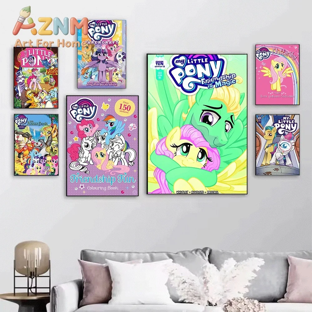 My Little Pony Early Reader Rainbow Dash Canvas Painting Unframed Cartoon Pegasus Pony Wall Art Poster for Girls Bedroom Home