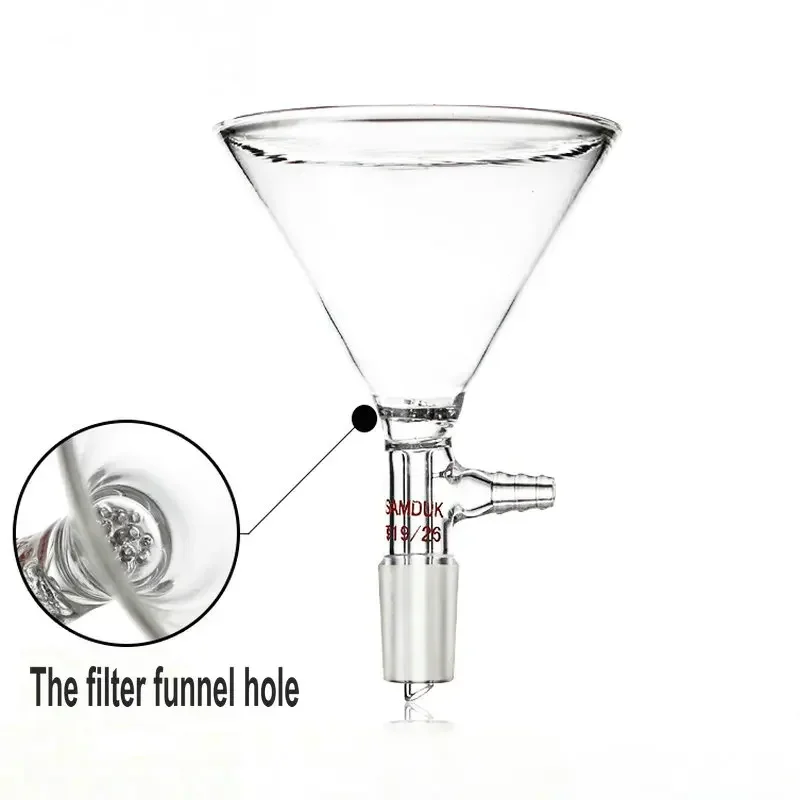 1pc Diameter 60mm to 150mm borosilicate glass suction funnel with filter hole,19#24# frosted Standard joint