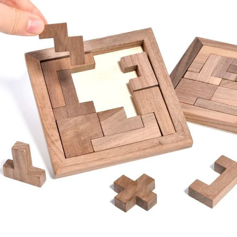 Blocs russes en bois, Puzzle, casse-tête Tangram, défi amusant, forme géométrique, jouets éducatifs cognitifs pour enfants