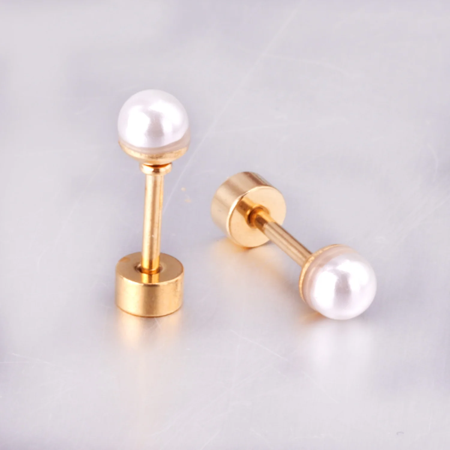 Luxukis skids klassische Imitation Perlen Ohr stecker für Frauen/Mädchen Edelstahl 4-8mm Silber/Gold Farbe Ohrringe für Party – Detail 9