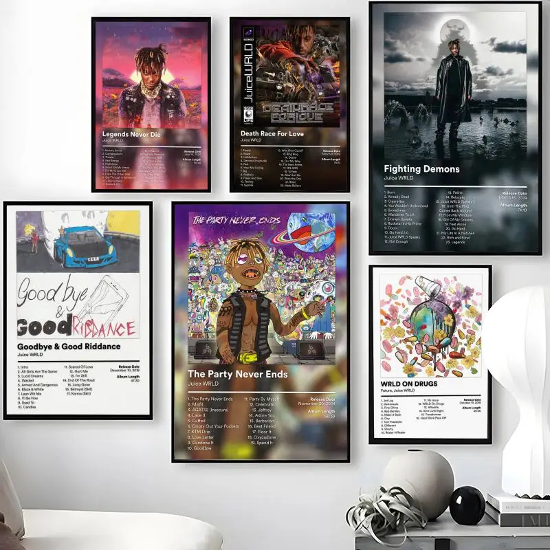 J-Juice W-WRLD Poster Waterproof Self-Stick Wall Art Stickers, Removable Wall Decor for Living Room and Bedroom