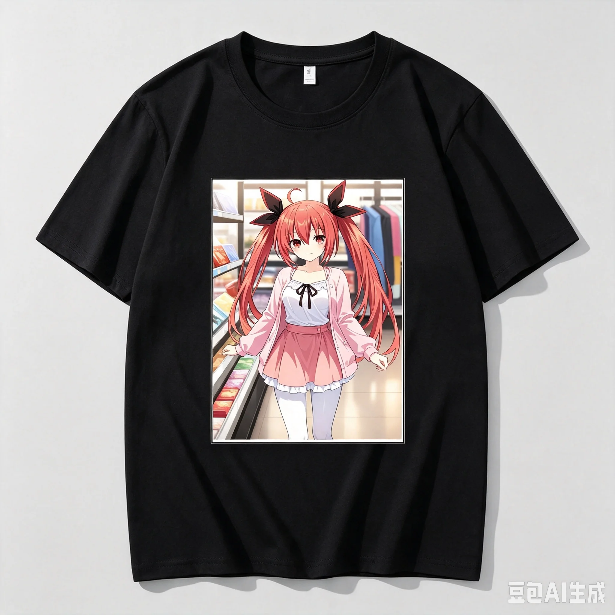 Unisex Casual Crew Neck Short Sleeve T-shirt Printed with Itsuka Kotori Daily Casual Outfit Anime from Date A Live T-Shirt