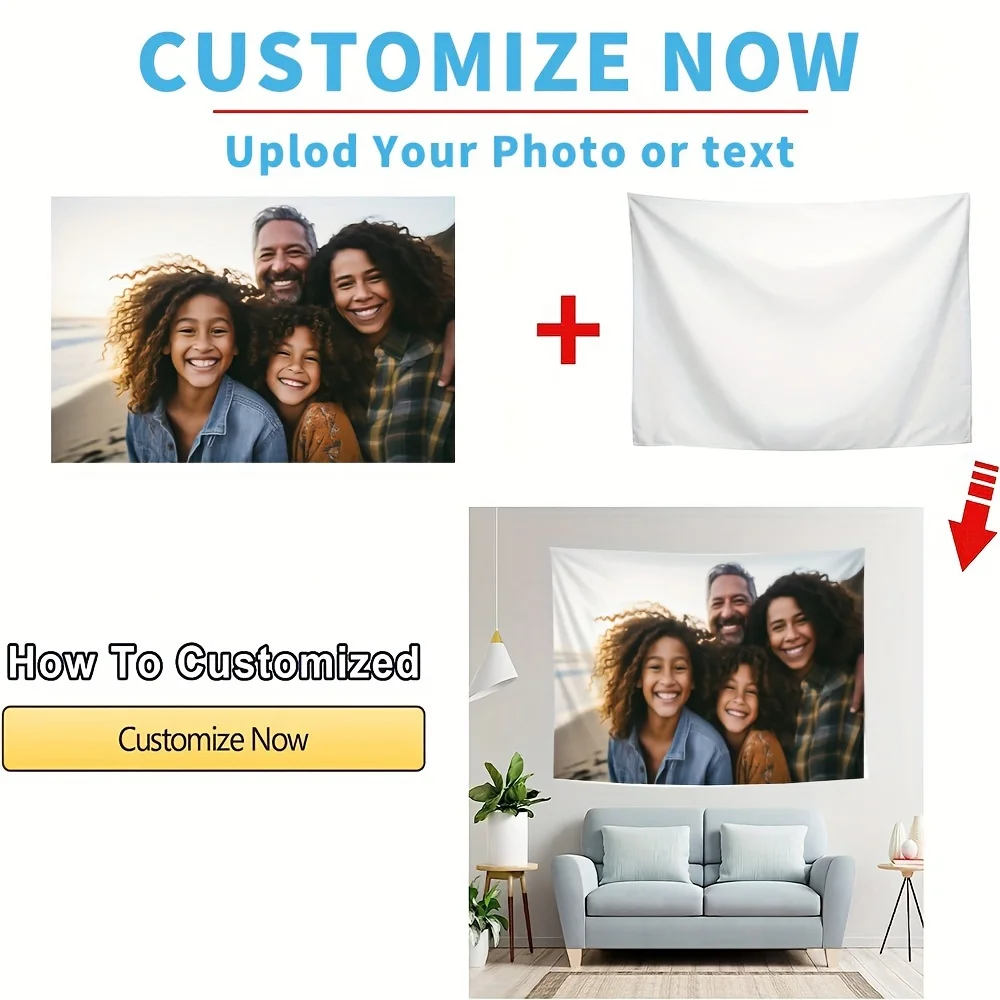 1 Pieza  Tapiz Fotográfico Personalizado para Colgar en la Pared – Decoración para Dormitorio con Accesorios  Montaje Gratis, Te