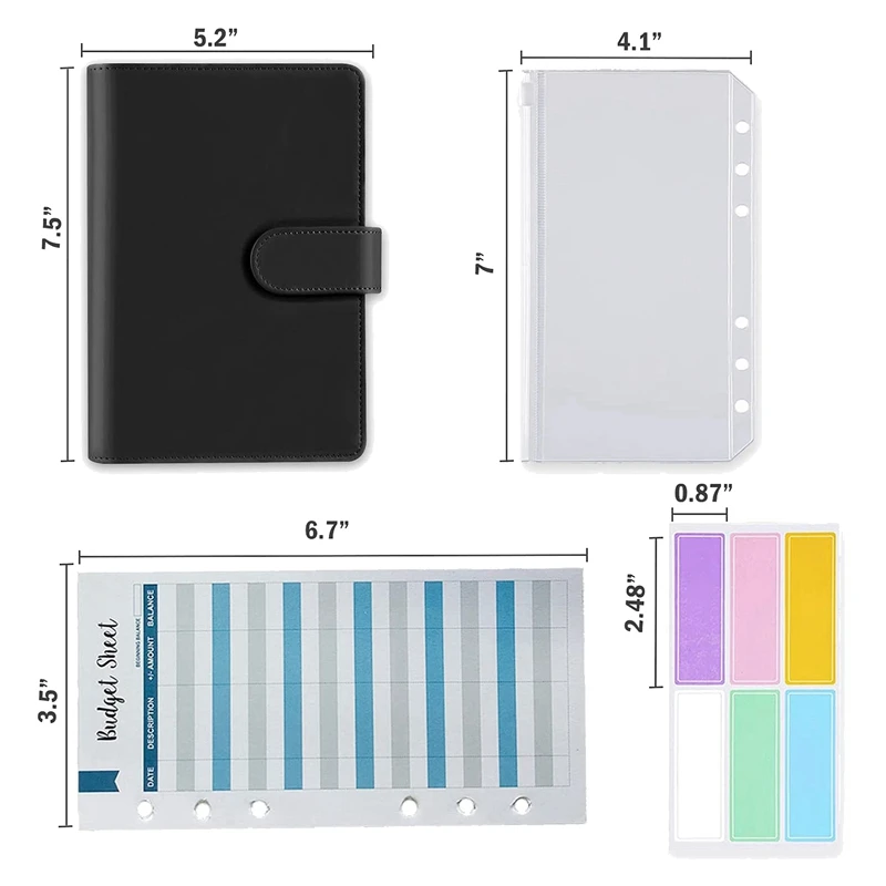 Envelopes De Dinheiro Fichário De Orçamento Com A6 Binder, Envelopes De PVC Transparente, Organizador De Dinheiro Para Dinheiro, 12