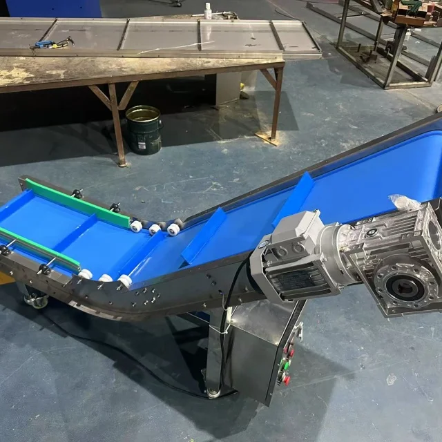 Customized PVC/PU Belt Conveyor Automatic Z Type Belt  Lifting Conveyor Food Grade Industrial Elevator Conveyor with Side Guide