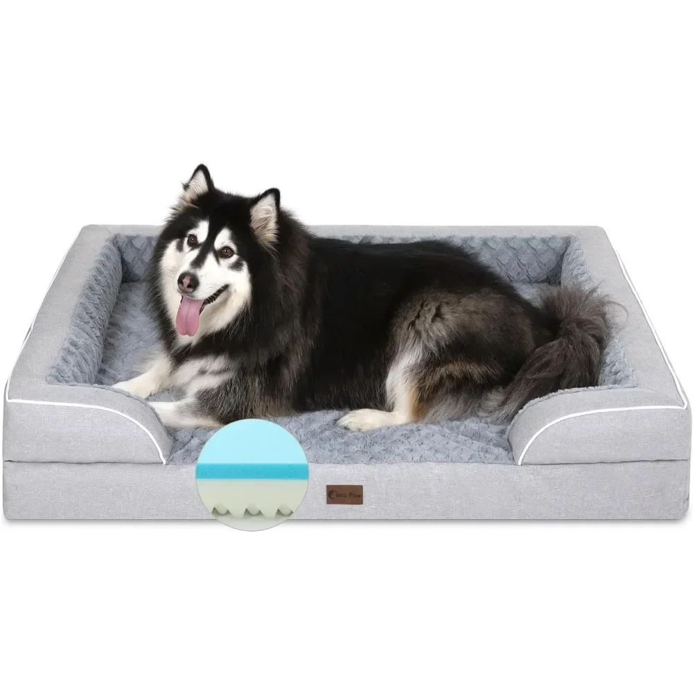 Cooling Dog Bed for Extra Large Dogs Memory Foam XXL Dog Bed With Pad With Removable Washable Cover Non-slip Bottom Pet Supplies