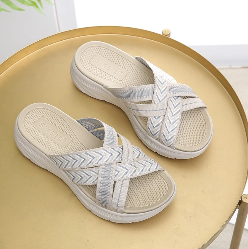 2024 Summer New Women\'s Sandals Lightweight Fashion Casual Sports Style Comfortable Rubber Band 5CM Thick Sole Sandals 580-4