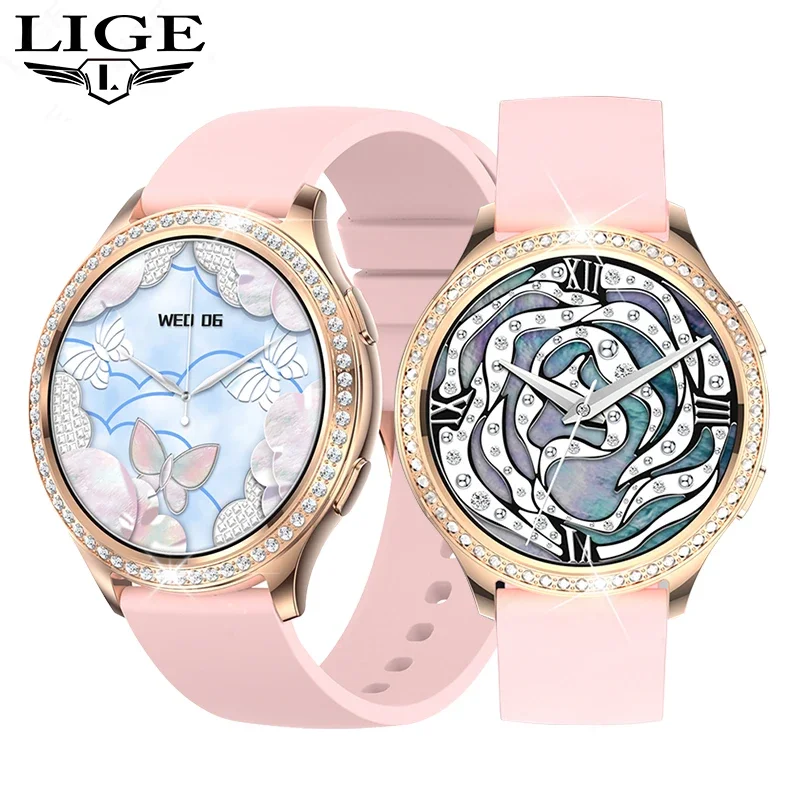 

LIGE Ladies Luxury Smart Watch for Women HD Screen Bluetooth Call Health Monitoring Fitness Watch Women Diamond Smartwatch damen