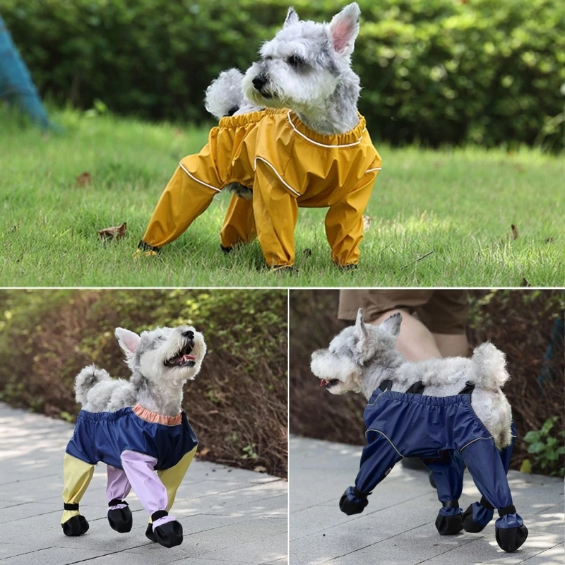 Waterproof Pet Pants with Foot Cover Dog Trousers Safety Dog Leggings Foot Protector for Small Dog Outdoor Activity