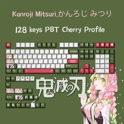 Demon Slayer Kanroji MitsuriKeycaps 128keys PBT Material Cherry Profile Personalized Keycap For MX Switch Mechanical Keyboard