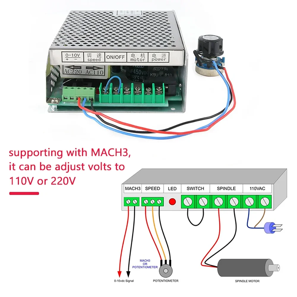 Yofuly 500W mandrino + alimentatore motore + morsetti 52mm per macchina