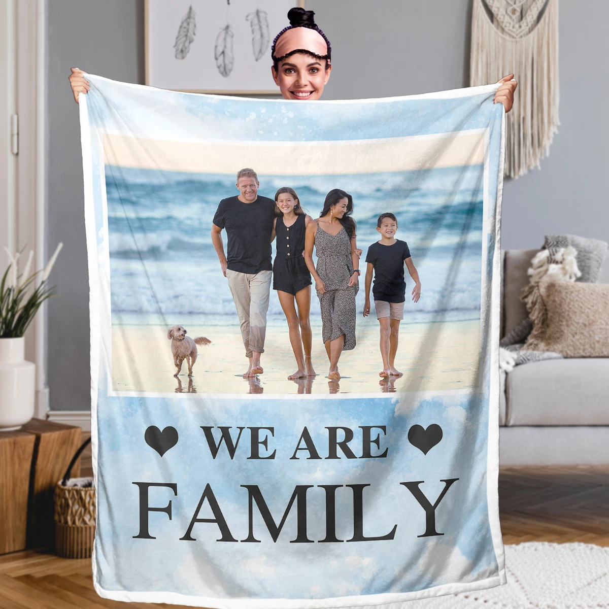 

We Are Family Design Sherpa Fleece Blanket for for Parents Families for All Seasons Soft Blanket For Home Bedroom Sofa Decor