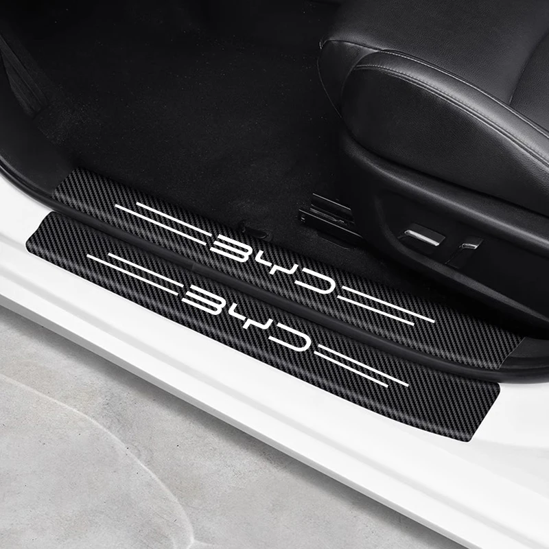 

5Pcs Leather Car Door Decals Carbon Fiber Threshold Anti Scratch For BYD Atto 3 Yuan Plus Han Tang EV F3 E6 Dmi Song F0 Qin Pro