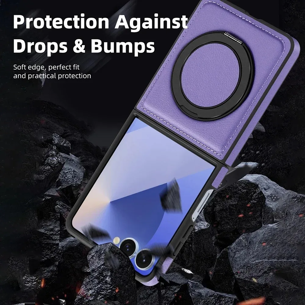 Высококачественный кожаный чехол-подставка для телефона с деловой подставкой для Samsung Galaxy Z Flip 7 6 5 4 3, защитный чехол с магнитным держателем на задней панели