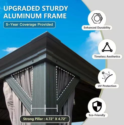 Pergola gazebo di alta qualità, resistente, con zanzariera, protezione UV, resistente alle intemperie, per giardino, patio, cortile.